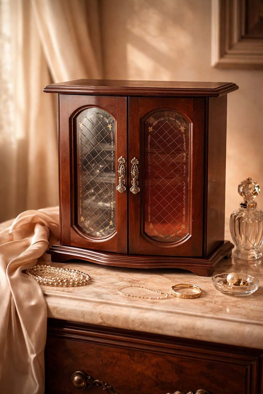 Vintage Wooden Jewelry Box/Cabinet
